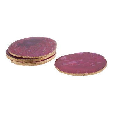 Bowerbird Agata Set of 4 Agate Pink and Gold Coasters - Joe’s Haven