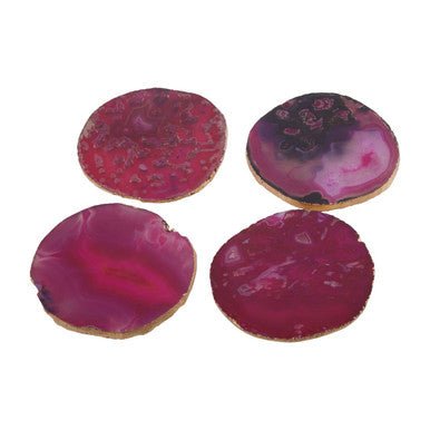 Bowerbird Agata Set of 4 Agate Pink and Gold Coasters - Joe’s Haven
