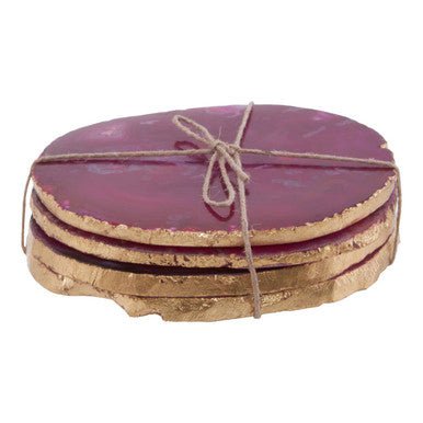 Bowerbird Agata Set of 4 Agate Pink and Gold Coasters - Joe’s Haven