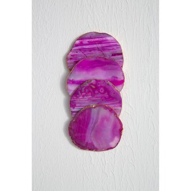 Bowerbird Agata Set of 4 Agate Pink and Gold Coasters - Joe’s Haven