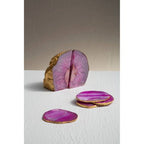 Bowerbird Agata Set of 4 Agate Pink and Gold Coasters - Joe’s Haven