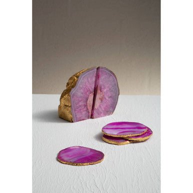 Bowerbird Agata Set of 4 Agate Pink and Gold Coasters - Joe’s Haven