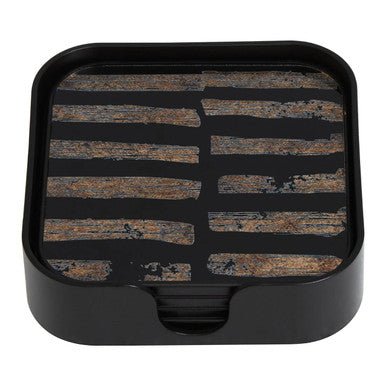 Celina Set Of Four Square Black and Gold Coasters - Joe’s Haven