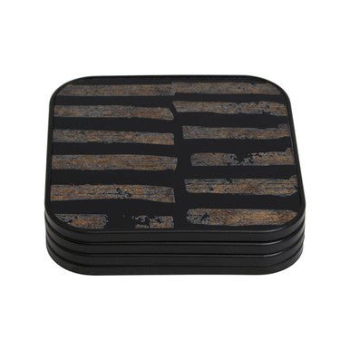 Celina Set Of Four Square Black and Gold Coasters - Joe’s Haven