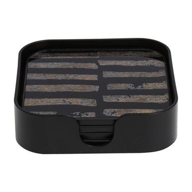 Celina Set Of Four Square Black and Gold Coasters - Joe’s Haven