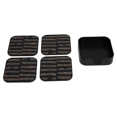 Celina Set Of Four Square Black and Gold Coasters - Joe’s Haven