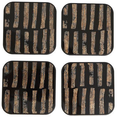 Celina Set Of Four Square Black and Gold Coasters - Joe’s Haven