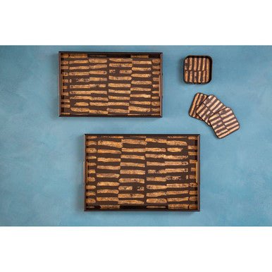Celina Set Of Four Square Black and Gold Coasters - Joe’s Haven