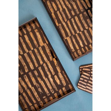 Celina Set Of Four Square Black and Gold Coasters - Joe’s Haven