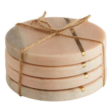 Kira Set of 4 Pink Marble Coasters With Gold Inlay - Joe’s Haven