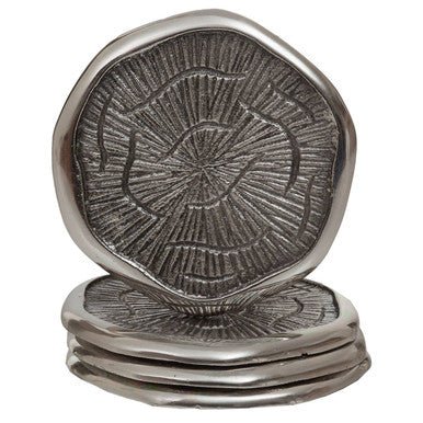 Silva Set Of Four Oak Effect Silver Top Coasters - Joe’s Haven