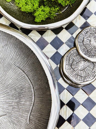 Silva Set Of Four Oak Effect Silver Top Coasters - Joe’s Haven