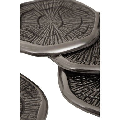 Silva Set Of Four Oak Effect Silver Top Coasters - Joe’s Haven