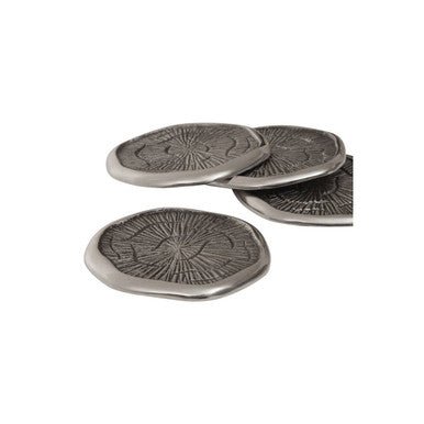 Silva Set Of Four Oak Effect Silver Top Coasters - Joe’s Haven
