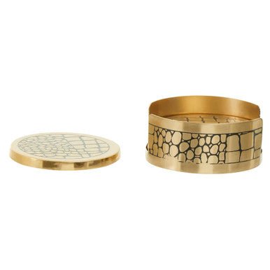 Meko Set of 4 Gold Finish Croc Pattern Coasters And Holder - Joe’s Haven