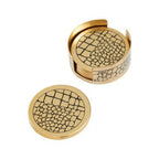 Meko Set of 4 Gold Finish Croc Pattern Coasters And Holder - Joe’s Haven