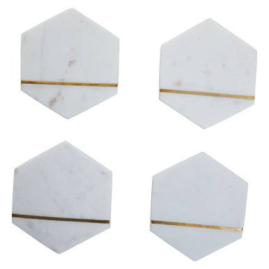 Sena Set Of Four White Marble Coasters - Joe’s Haven