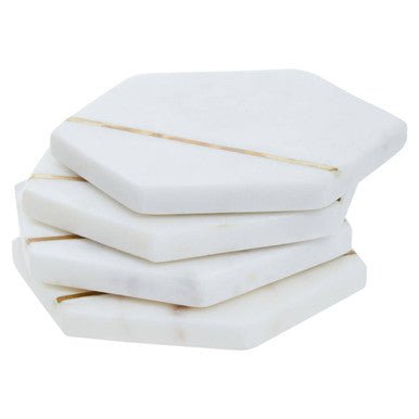Sena Set Of Four White Marble Coasters - Joe’s Haven