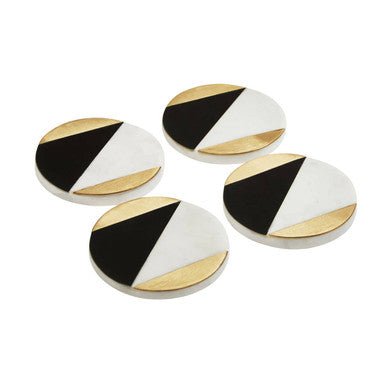 Omari Set of 4 Black and White Marble Gold Inlay Coasters - Joe’s Haven