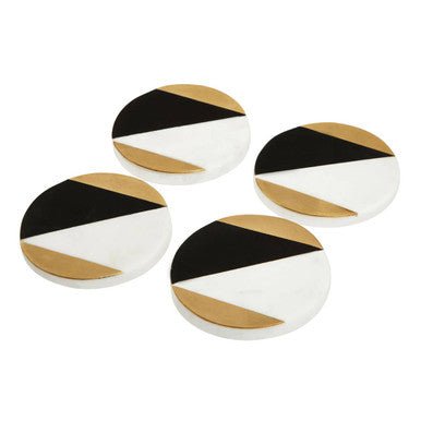 Omari Set of 4 Black and White Marble Gold Inlay Coasters - Joe’s Haven