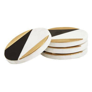 Omari Set of 4 Black and White Marble Gold Inlay Coasters - Joe’s Haven