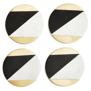 Omari Set of 4 Black and White Marble Gold Inlay Coasters - Joe’s Haven