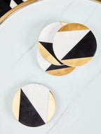 Omari Set of 4 Black and White Marble Gold Inlay Coasters - Joe’s Haven