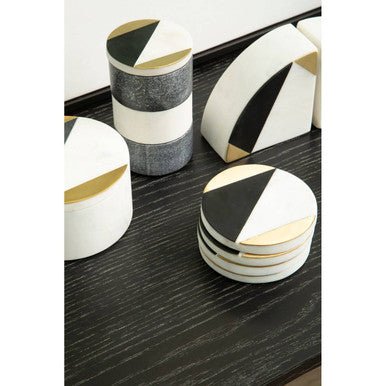 Omari Set of 4 Black and White Marble Gold Inlay Coasters - Joe’s Haven
