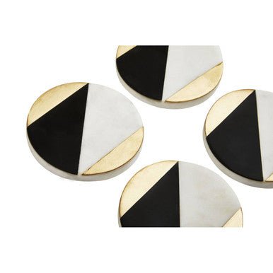 Omari Set of 4 Black and White Marble Gold Inlay Coasters - Joe’s Haven