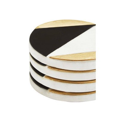 Omari Set of 4 Black and White Marble Gold Inlay Coasters - Joe’s Haven