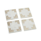 Omari Set of 4 White Marble Gold Inlay Square Coasters - Joe’s Haven