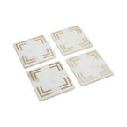 Omari Set of 4 White Marble Gold Inlay Square Coasters - Joe’s Haven
