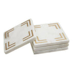 Omari Set of 4 White Marble Gold Inlay Square Coasters - Joe’s Haven
