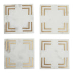 Omari Set of 4 White Marble Gold Inlay Square Coasters - Joe’s Haven