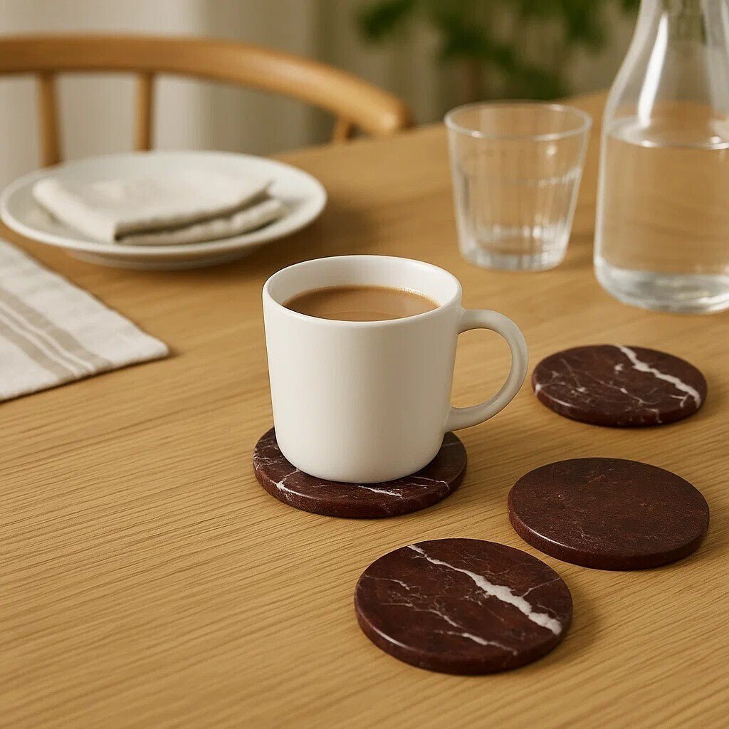 Salmo Set of 4 Red Marble Coasters - Joe’s Haven