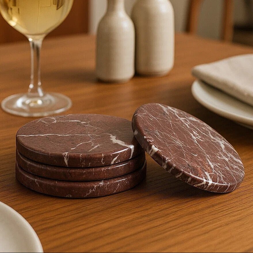 Salmo Set of 4 Red Marble Coasters - Joe’s Haven