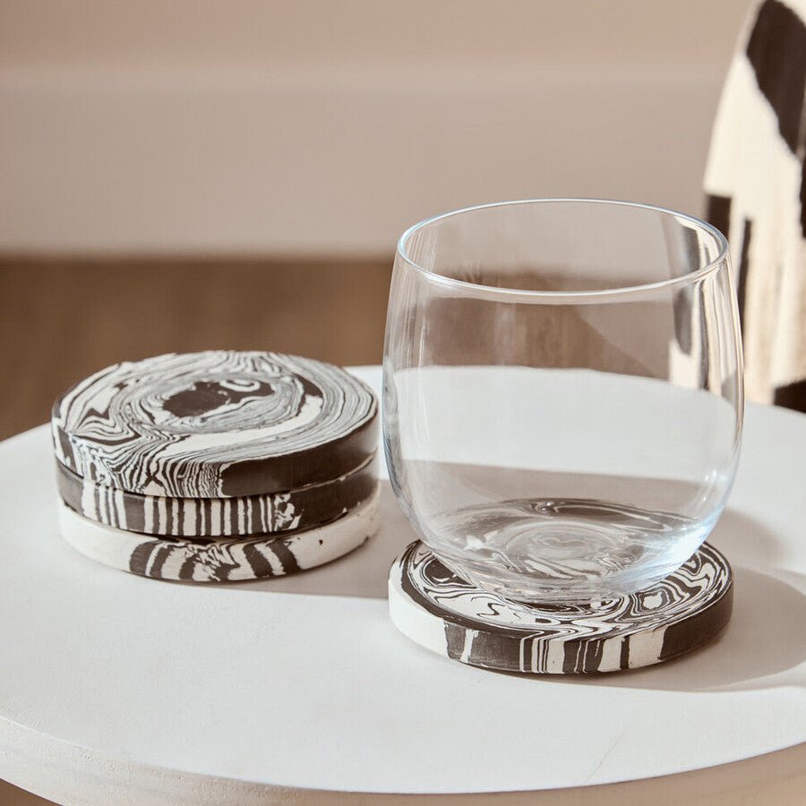 Helsa Set of Four Black And White Marble Coasters - Joe’s Haven