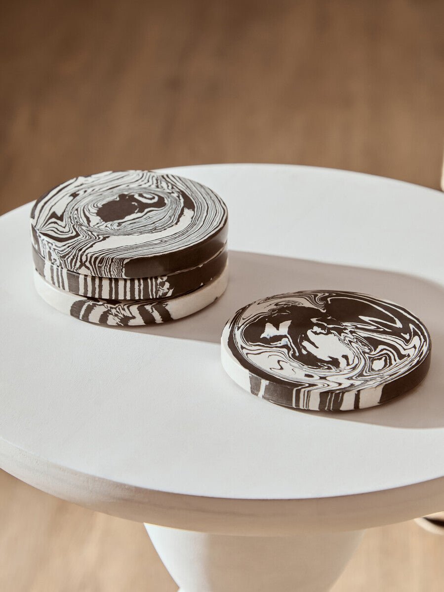 Helsa Set of Four Black And White Marble Coasters - Joe’s Haven