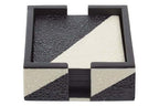 Ezra Set Of Four Black And White Coasters With Holder - Joe’s Haven