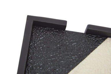 Ezra Set Of Four Black And White Coasters With Holder - Joe’s Haven