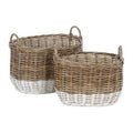 Hampstead Set of Two Natural Rattan Oval Storage Baskets - Joe’s Haven