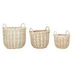Argento Whitewash Rattan Storage Baskets Set of Three - Joe’s Haven