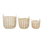 Argento Whitewash Rattan Storage Baskets Set of Three - Joe’s Haven