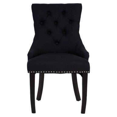 Kensington Townhouse Black Linen Studded Dining Chair - Joe’s Haven
