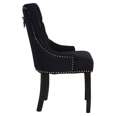 Kensington Townhouse Black Linen Studded Dining Chair - Joe’s Haven