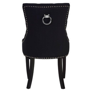 Kensington Townhouse Black Linen Studded Dining Chair - Joe’s Haven