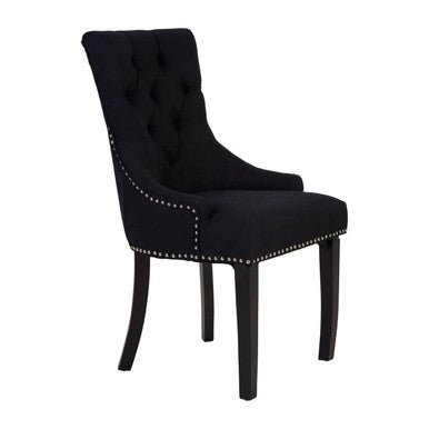 Kensington Townhouse Black Linen Studded Dining Chair - Joe’s Haven