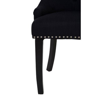 Kensington Townhouse Black Linen Studded Dining Chair - Joe’s Haven
