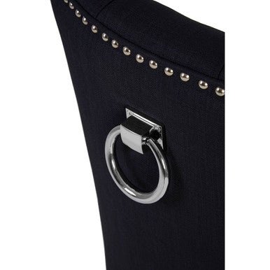 Kensington Townhouse Black Linen Studded Dining Chair - Joe’s Haven