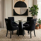 Kensington Townhouse Black Linen Studded Dining Chair - Joe’s Haven